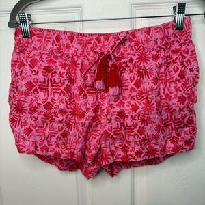 Vineyard Vines Otomi Tropical Floral Pink and Red Linen Shorts Size Small GUC